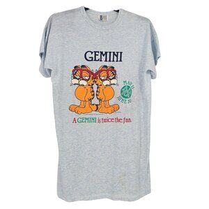 Vintage 80s Garfield Gemini T-Shirt L Zodiac Cartoon Graphic Tee Single Stitch